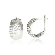 Silver earrings with 'english' lock, Silver 925 fineness, oxide (Plating)