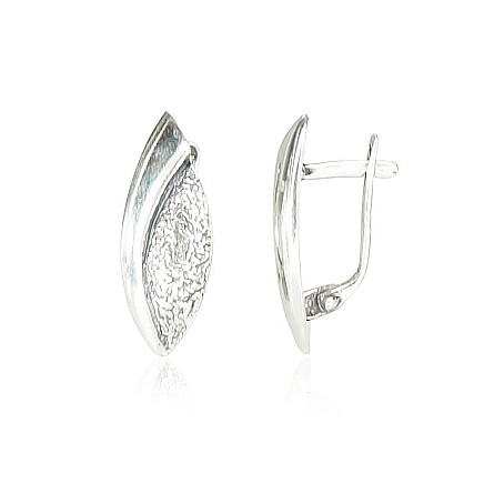 English lock,  - Silver earrings with english lock, 3.2 g, Silver 925 fineness, oxide (Plating)