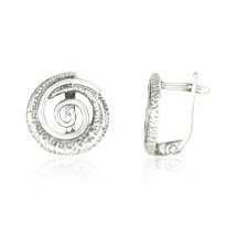 Silver earrings with 'english' lock, Silver 925 fineness, oxide (Plating)