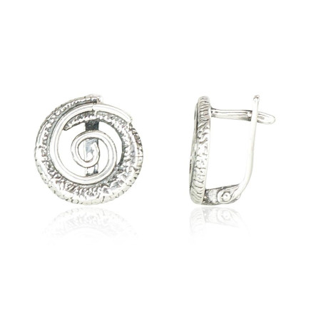 English lock,  - Silver earrings with english lock, 3.7 g, Silver 925 fineness, oxide (Plating)