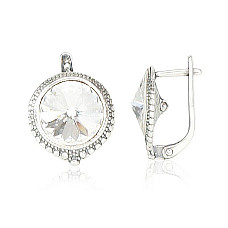Silver earrings with 'english' lock, 9.3 g, Silver 925 fineness, oxide (Plating), Crystals