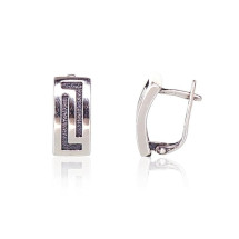 Silver earrings with 'english' lock, Silver 925 fineness, oxide (Plating)