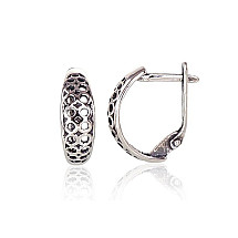 Silver earrings with 'english' lock, Silver 925 fineness, oxide (Plating)