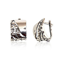 Silver earrings with 'english' lock, Silver 925 fineness, oxide (Plating)