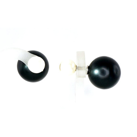 stud,  - Silver stud earrings, Silver 925 fineness, Plastic , Fresh-water Pearl (Imitation)