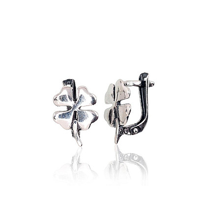 English lock,  - Silver earrings with english lock, 2.2 g, Silver 925 fineness, oxide (Plating)