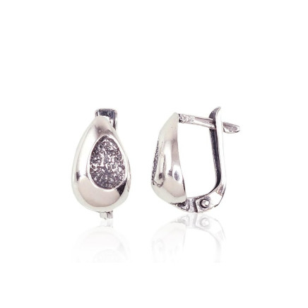 English lock,  - Silver earrings with english lock, 2.4 g, Silver 925 fineness, oxide (Plating)