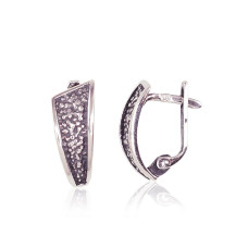 Silver earrings with 'english' lock, 2.4 g, Silver 925 fineness, oxide (Plating)