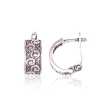 Silver earrings with 'english' lock, Silver 925 fineness, oxide (Plating)