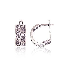 Silver earrings with 'english' lock, 3.9 g, Silver 925 fineness, oxide (Plating)