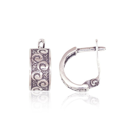 English lock,  - Silver earrings with english lock, 4.1 g, Silver 925 fineness, oxide (Plating)