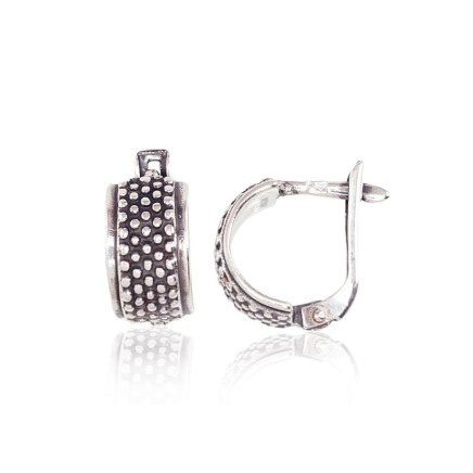 English lock,  - Silver earrings with english lock, 3.3 g, Silver 925 fineness, oxide (Plating)