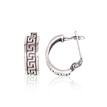 Silver earrings with 'english' lock, Silver 925 fineness, oxide (Plating)