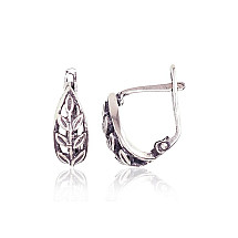 Silver earrings with 'english' lock, Silver 925 fineness, oxide (Plating)