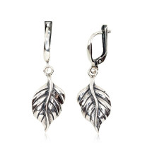 Silver earrings with 'english' lock, Silver 925 fineness, oxide (Plating)