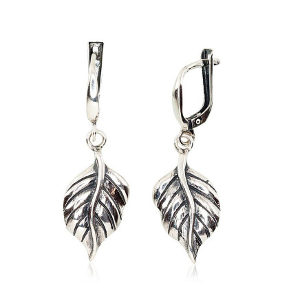 English lock,  - Silver earrings with english lock, 4.3 g, Silver 925 fineness, oxide (Plating)