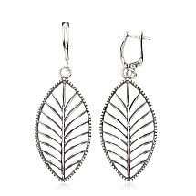 Silver earrings with 'english' lock, Silver 925 fineness, oxide (Plating)