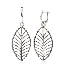 Silver earrings with 'english' lock, Silver 925 fineness, oxide (Plating)