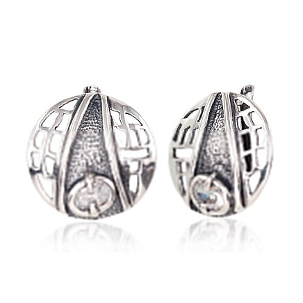 English lock,  - Silver earrings with english lock, 6.9 g, Silver 925 fineness, oxide (Plating), Zirkons