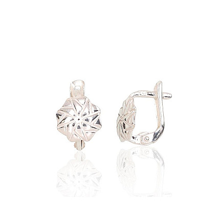 English lock,  - Silver earrings with english lock, 1.4 g, Silver 925 fineness