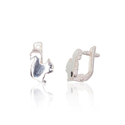 English lock,  - Silver earrings with english lock, 1.5 g, Silver 925 fineness