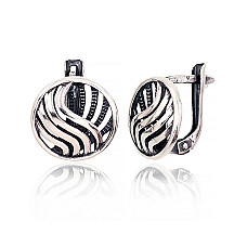 Silver earrings with 'english' lock, 3.1 g, Silver 925 fineness, oxide (Plating)