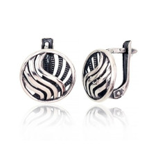 Silver earrings with 'english' lock, 3.2 g, Silver 925 fineness, oxide (Plating)