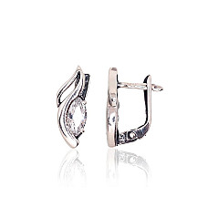 Silver earrings with 'english' lock, 2.8 g, Silver 925 fineness, oxide (Plating), Zirkons