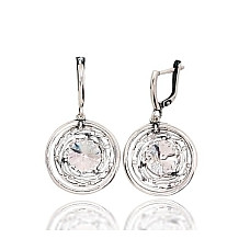 Silver earrings with 'english' lock, 6.7 g, Silver 925 fineness, oxide (Plating), Crystals