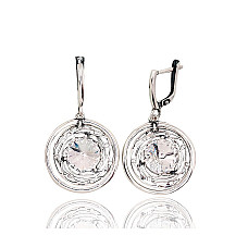 Silver earrings with 'english' lock, 6.8 g, Silver 925 fineness, oxide (Plating), Crystals