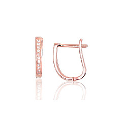 Silver earrings with 'english' lock, 1.6 g, Silver 925 fineness, red gold (Plating), Zirkons