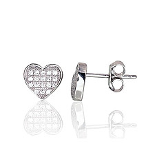Серебряные серьги-пуссеты, 1.4 g, Серебро 925 проба, родий (покрытие), Цирконы