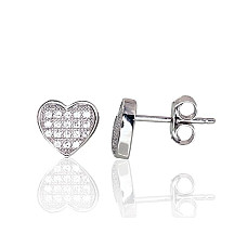 Серебряные серьги-пуссеты, 1.5 g, Серебро 925 проба, родий (покрытие), Цирконы