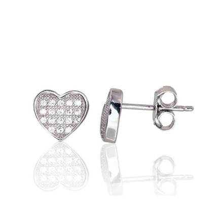 stud,  - Silver stud earrings, 1.5 g, Silver 925 fineness, Rhodium (Plating), Zirkons