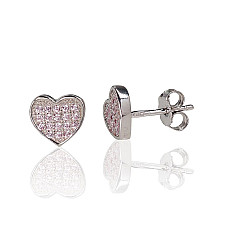 Серебряные серьги-пуссеты, 1.4 g, Серебро 925 проба, родий (покрытие), Цирконы