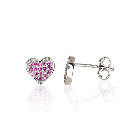 stud,  - Silver stud earrings, 1.4 g, Silver 925 fineness, Rhodium (Plating), Zirkons
