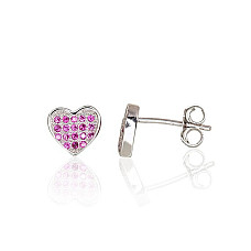 Серебряные серьги-пуссеты, 1.5 g, Серебро 925 проба, родий (покрытие), Цирконы