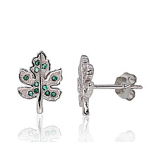 Серебряные серьги-пуссеты, 1.6 g, Серебро 925 проба, родий (покрытие), Цирконы