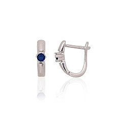 Silver earrings with 'english' lock, 2.6 g, Silver 925 fineness, Rhodium (Plating), Zirkons