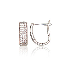 Silver earrings with 'english' lock, 2.7 g, Silver 925 fineness, Rhodium (Plating), Zirkons