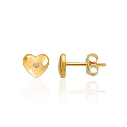 Sudraba auskari-puseti, 1 g, Sudrabs 925 prove, dzeltenais zelts (pārklājums), Cirkoni