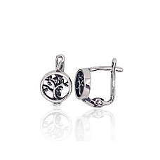 Silver earrings with 'english' lock, 1.8 g, Silver 925 fineness, oxide (Plating)