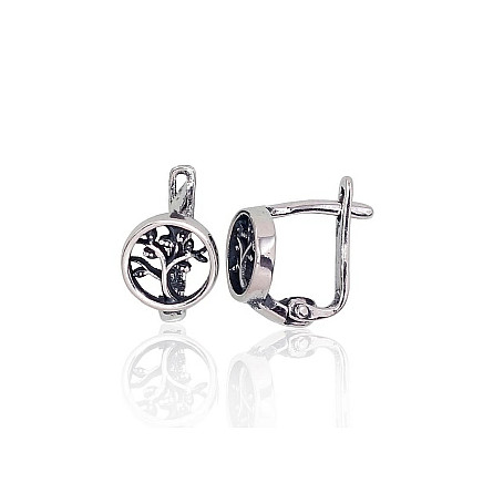 English lock,  - Silver earrings with english lock, 1.8 g, Silver 925 fineness, oxide (Plating)