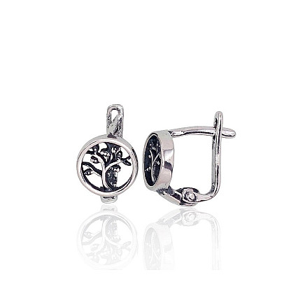 English lock,  - Silver earrings with english lock, 1.9 g, Silver 925 fineness, oxide (Plating)