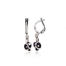 Silver earrings with 'english' lock, Silver 925 fineness, oxide (Plating)