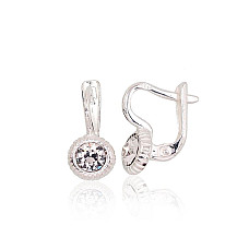 Silver earrings with 'english' lock, 2.2 g, Silver 925 fineness, Crystals
