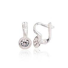 Silver earrings with 'english' lock, 2.3 g, Silver 925 fineness, Crystals