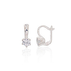 Silver earrings with 'english' lock, 2.4 g, Silver 925 fineness, Zirkons