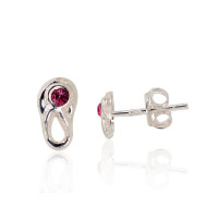 Серебряные серьги-пуссеты, Серебро 925 проба, оксид (покрытие), Цирконы