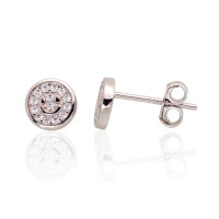 Серебряные серьги-пуссеты, 1.2 g, Серебро 925 проба, родий (покрытие), Цирконы